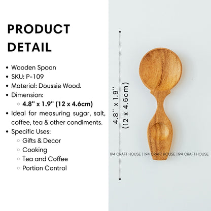 2 Heads Wooden Condiment Spoons - Measuring Spoons