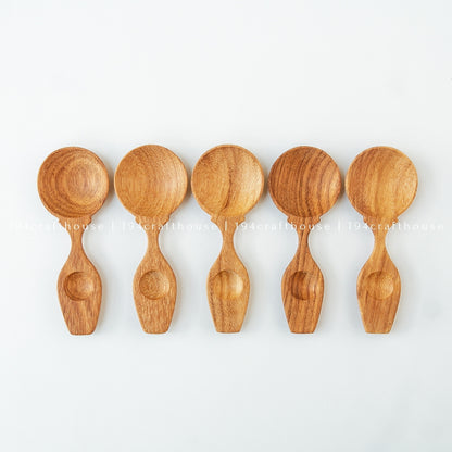 2 Heads Wooden Condiment Spoons - Measuring Spoons