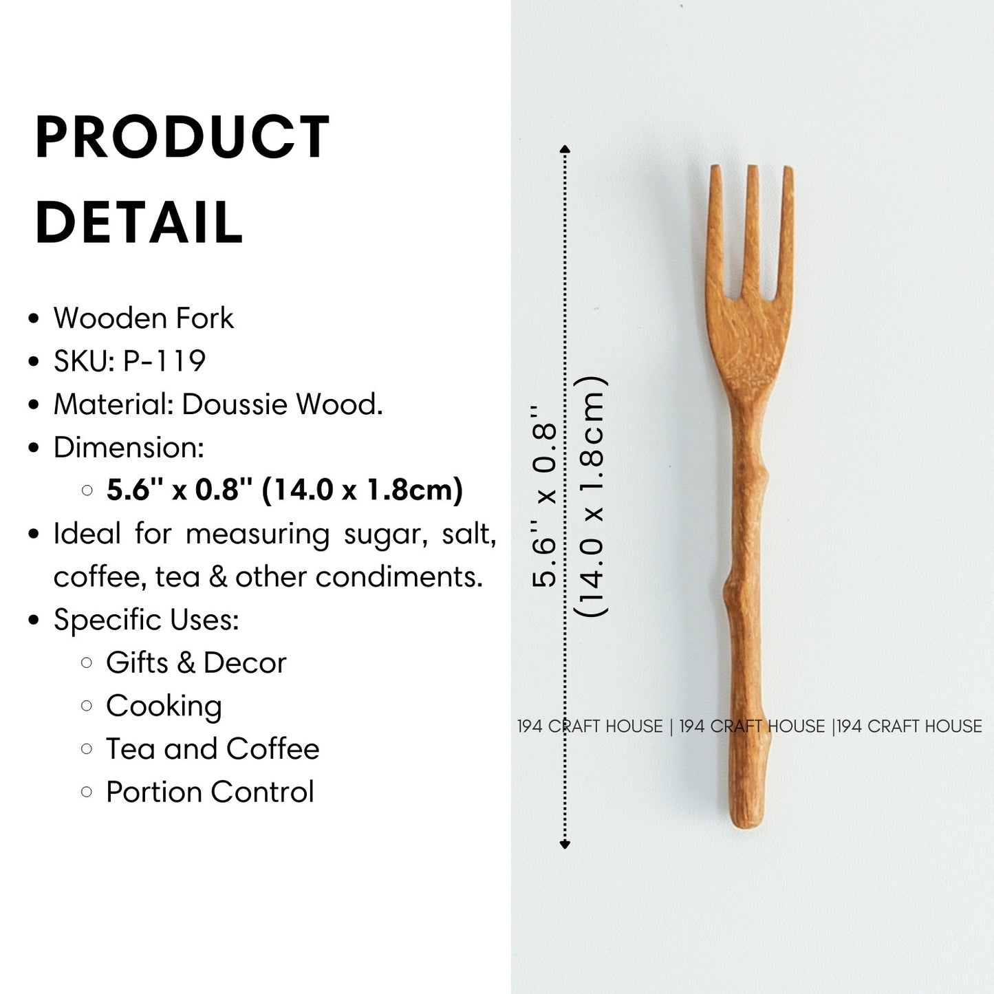 Branch Tree Wooden Small Fork - Kitchen Serving Utensils