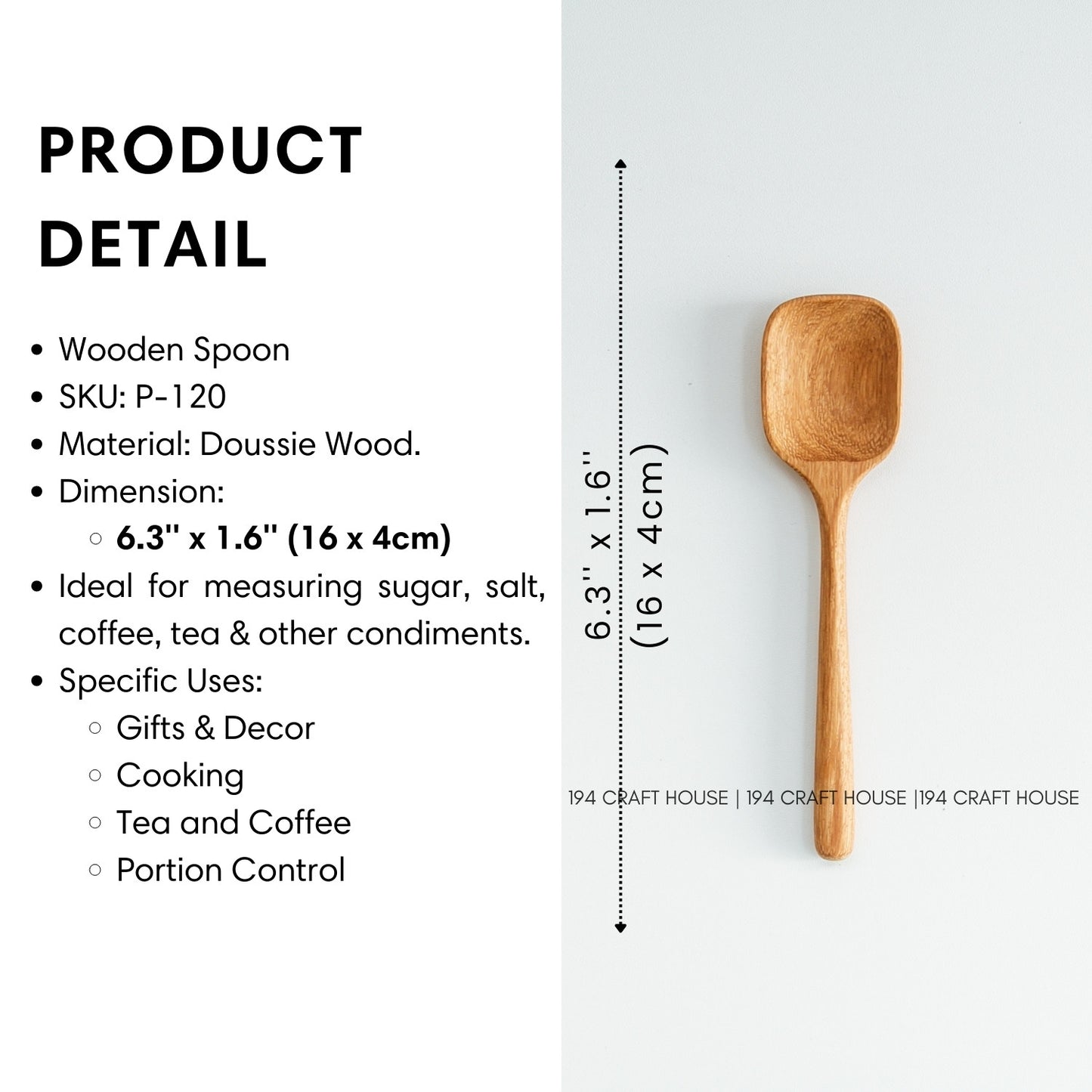 Handcarved Wooden Condiment Spoons - Measuring Spoons