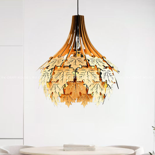 Wood Pendant Light Maple Leaf for Home Decor