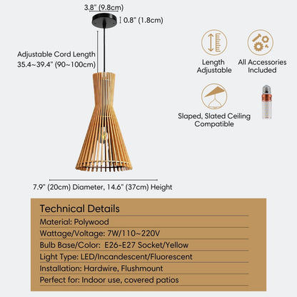 Wood Pendant Light Cage For Kitchen Living Room Home