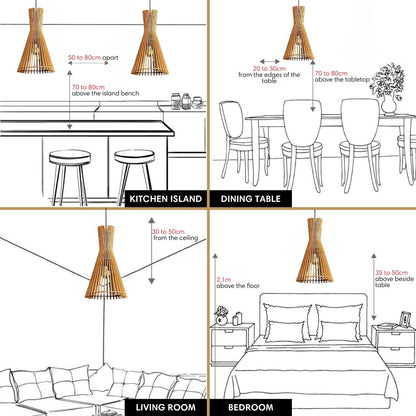 Wood Pendant Light Cage For Kitchen Living Room Home