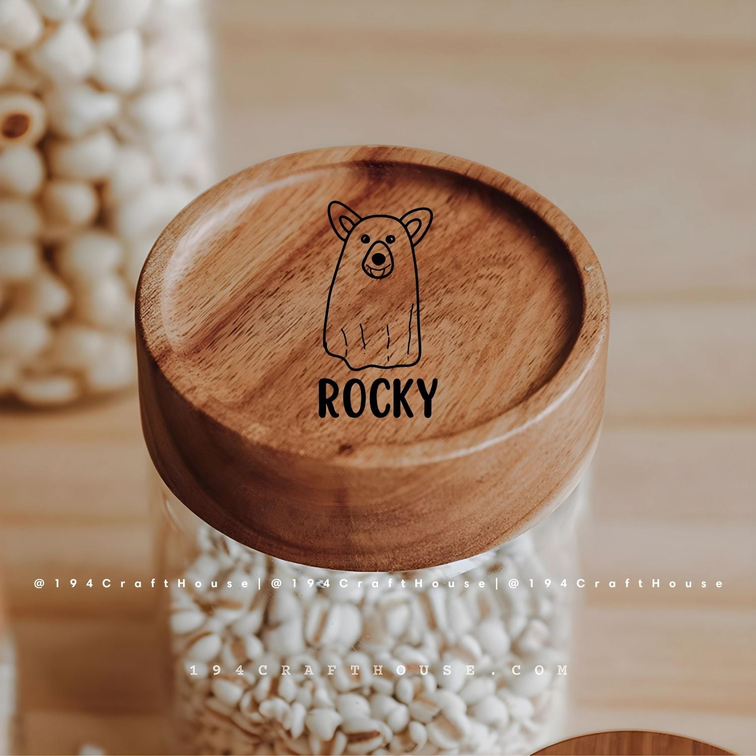 Glass Jar Personalized Lid for Food Storage
