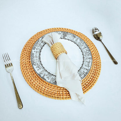 Handwoven Round Rattan Placemats Set of 6