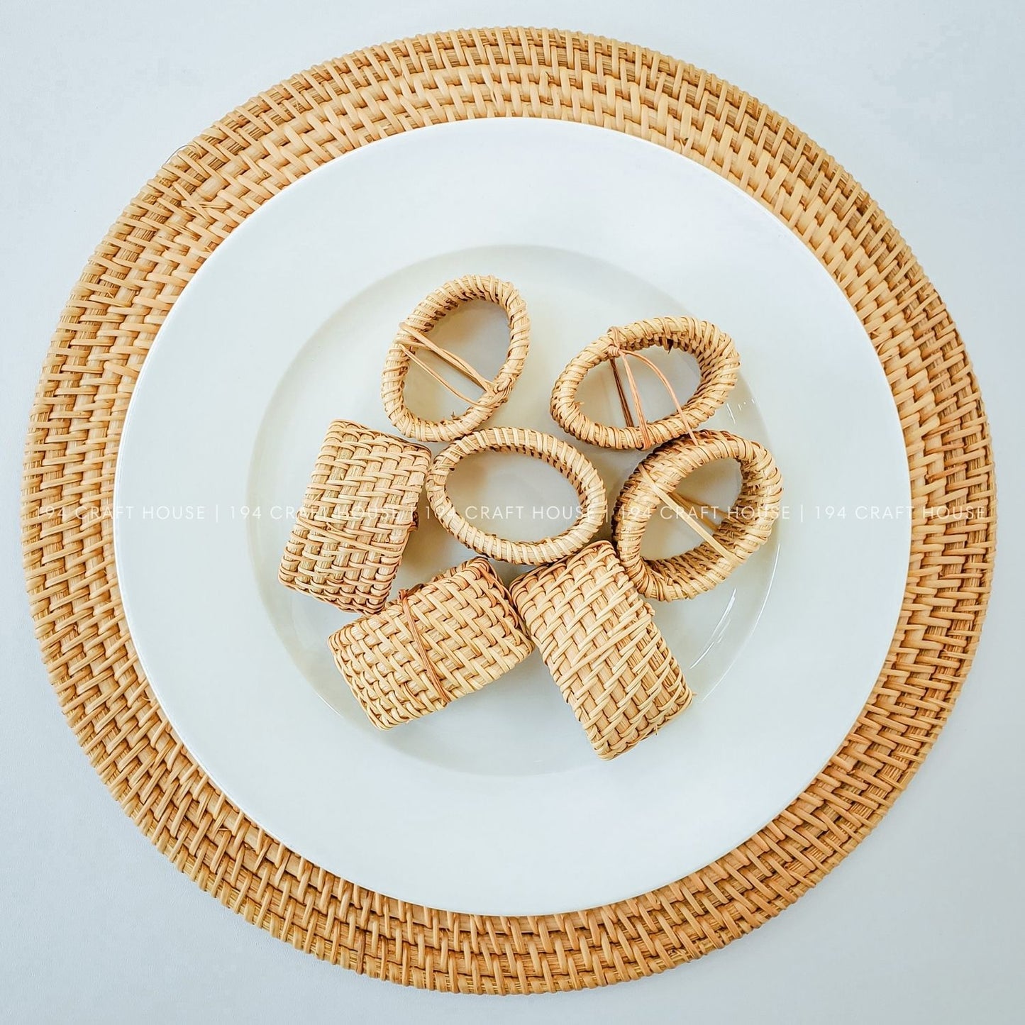 Handwoven Rattan Napkin Rings Set of 6