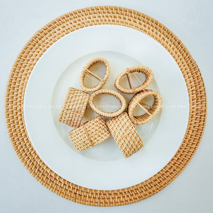 Handwoven Rattan Napkin Rings Set of 6