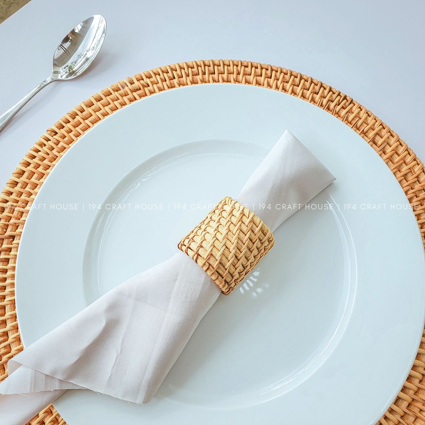 Handwoven Rattan Napkin Rings Set of 6