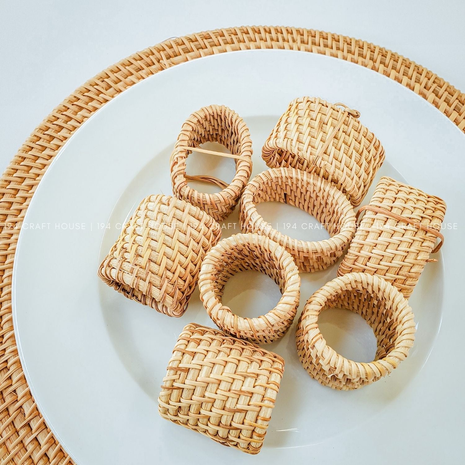 Handwoven Rattan Napkin Rings Set of 6 – 194 Craft House