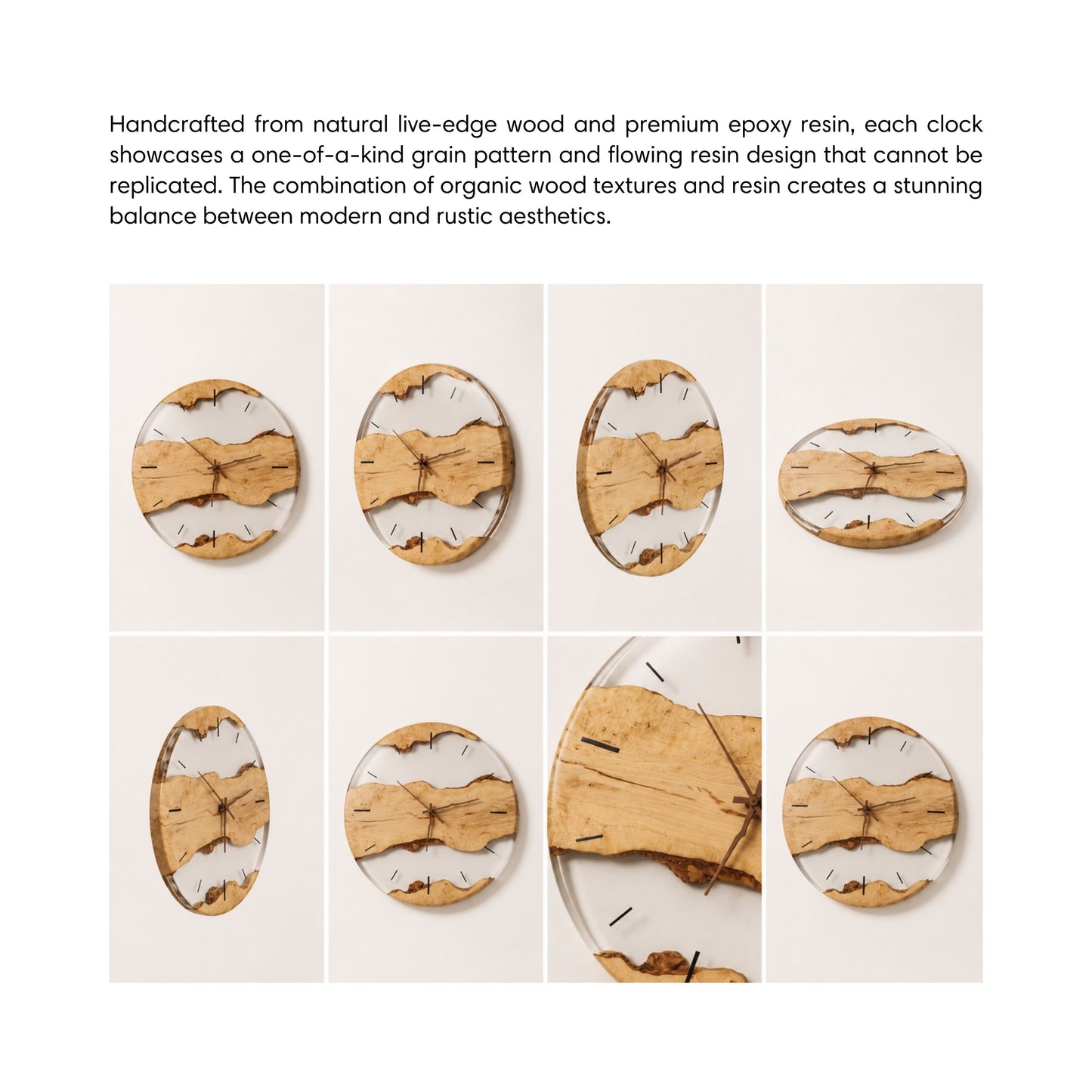 Wood Resin Wall Clock Personalized Gift for New Home, Unique Home Decor, Living Room Decor, Large Wall Clock, Resin Art