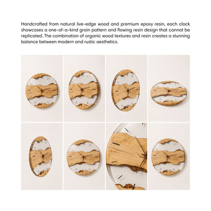 Wood Resin Wall Clock Personalized Gift for New Home, Unique Home Decor, Living Room Decor, Large Wall Clock, Resin Art