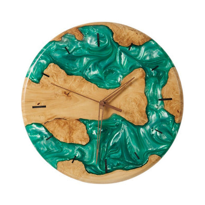 Wood Resin Wall Clock Personalized Gift for New Home, Unique Home Decor, Living Room Decor, Large Wall Clock, Resin Art