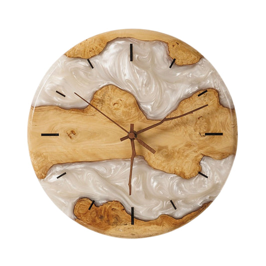 Wood Resin Wall Clock Personalized Gift for New Home, Unique Home Decor, Living Room Decor, Large Wall Clock, Resin Art