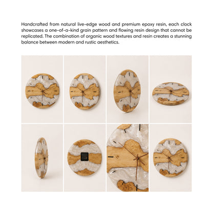 Wood Resin Wall Clock Personalized Gift for New Home, Unique Home Decor, Living Room Decor, Large Wall Clock, Resin Art