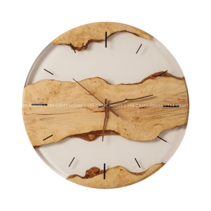 Wood Resin Wall Clock Personalized Gift for New Home, Unique Home Decor, Living Room Decor, Large Wall Clock, Resin Art