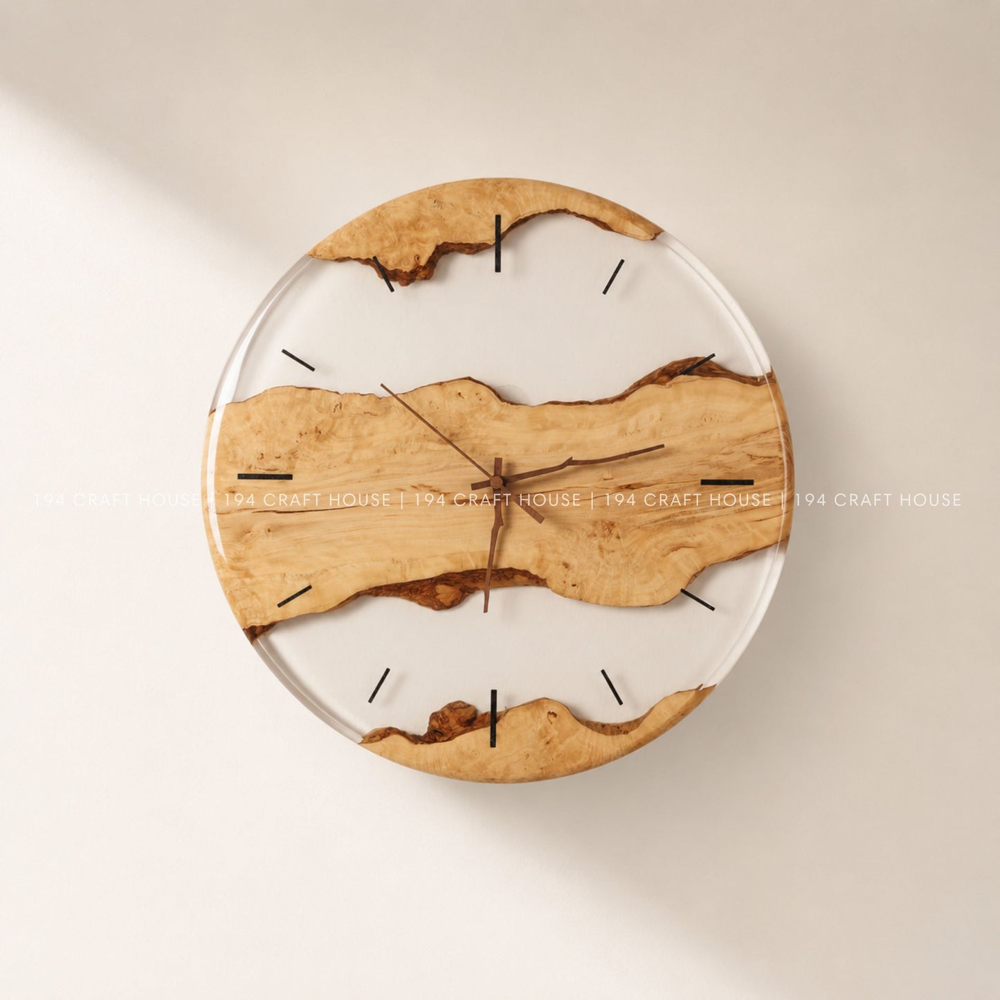 Wood Resin Wall Clock Personalized Gift for New Home, Unique Home Decor, Living Room Decor, Large Wall Clock, Resin Art