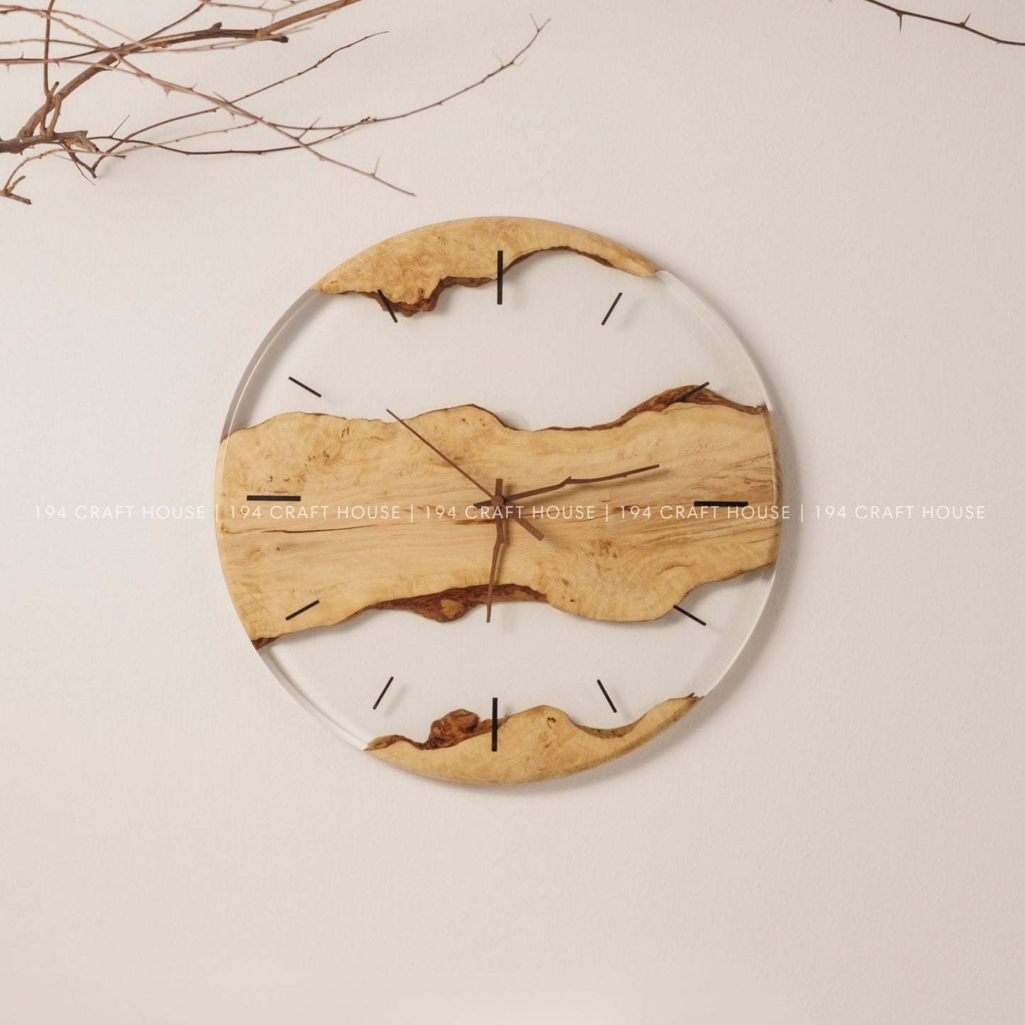 Wood Resin Wall Clock Personalized Gift for New Home, Unique Home Decor, Living Room Decor, Large Wall Clock, Resin Art