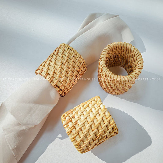 Handmade Round Rattan Napkin Rings Set of 6