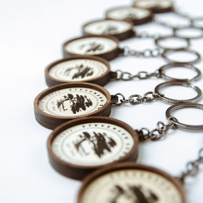 Custom Logo Circle Wooden Keychain: Personalized Corporate Gift for Clients, Employees, Event Gifts, Promotion Keychain Gifts