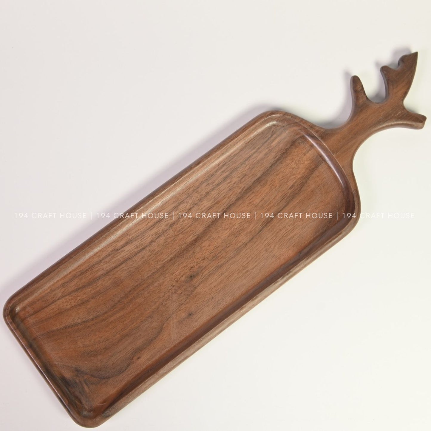 Rectangular Walnut Serving Tray With Handles