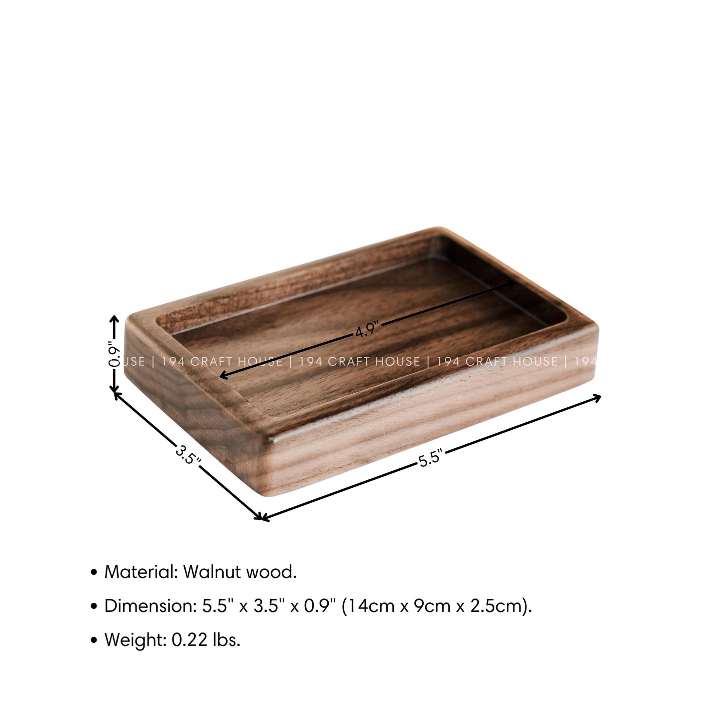 Handmade Rectangle Walnut Wooden Tray for Jewelry, Ring Dish, Ring Display, Accessory Tray, Watch Tray, Decorative Tray, Personalized Gift for Weddings, Engagements, Anniversarys, and Birthdays.