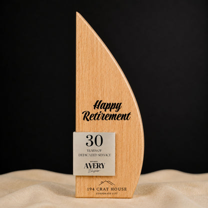Custom Engraved Wooden Trophy: Personalized Retirement Gifts, Corporate Recognition Gifts, Employee Appreciation Gifts, Thank You Gifts, Year of Services Gifts, Dedicated Gifts