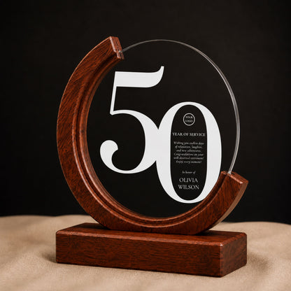 Personalized Round Crystal Trophy Award with Wood Base With Gift Box: Custom Corporate Award Plaques & Trophies, Employee Recognition Award, Employee Appreciation Gifts, Sales Achievement Awards, Retirement Award Gifts, Graduation Award Gifts, Company Anniversary Awards, Leadership Awards, Years of Service Awards, Corporate Gifts