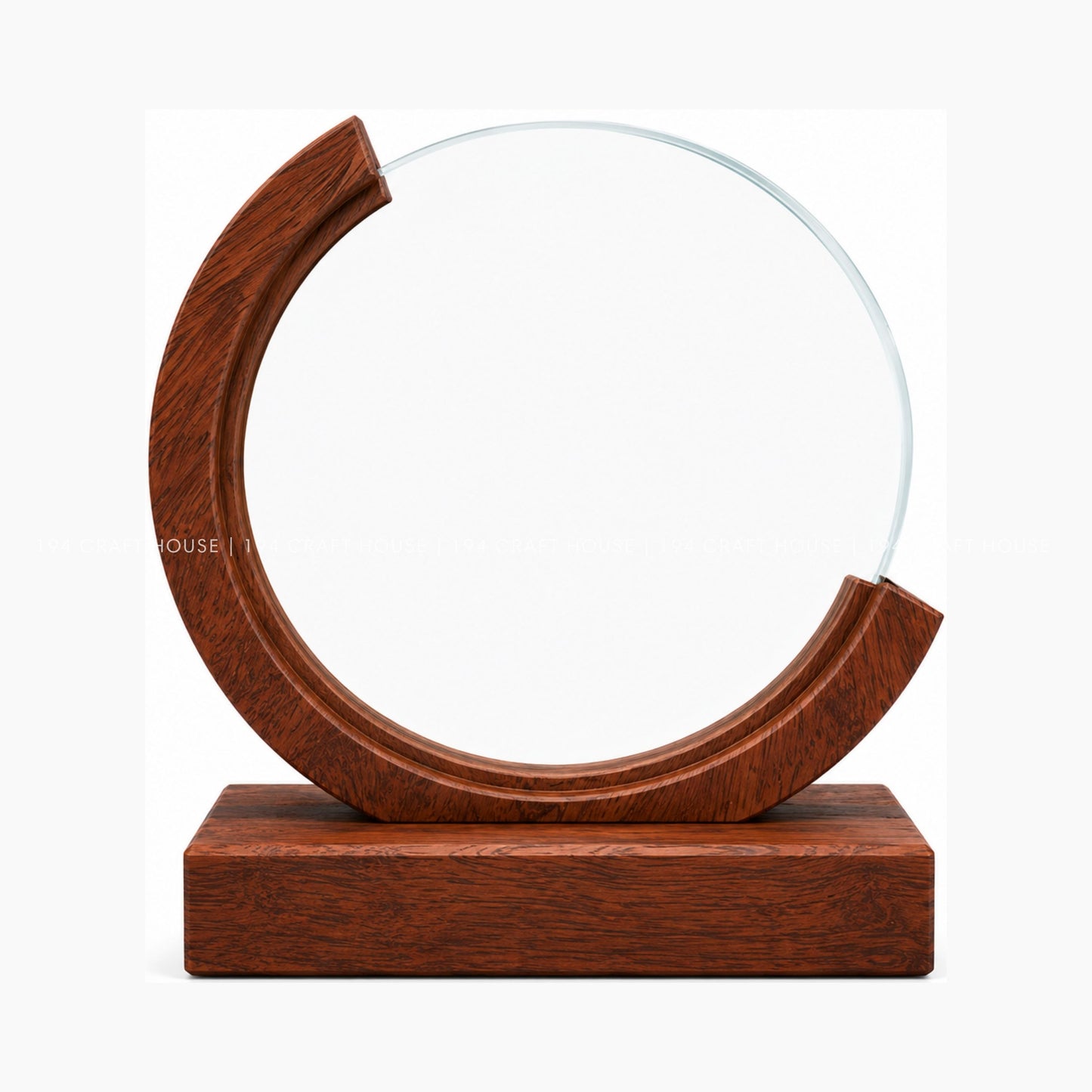 Custom Round Crystal Glass Trophy with Wood Base: Awards Plaques Personalized Corporate Gifts for Employees, Clients, Event Gifts, Appreciation Gifts, Recognition Gifts