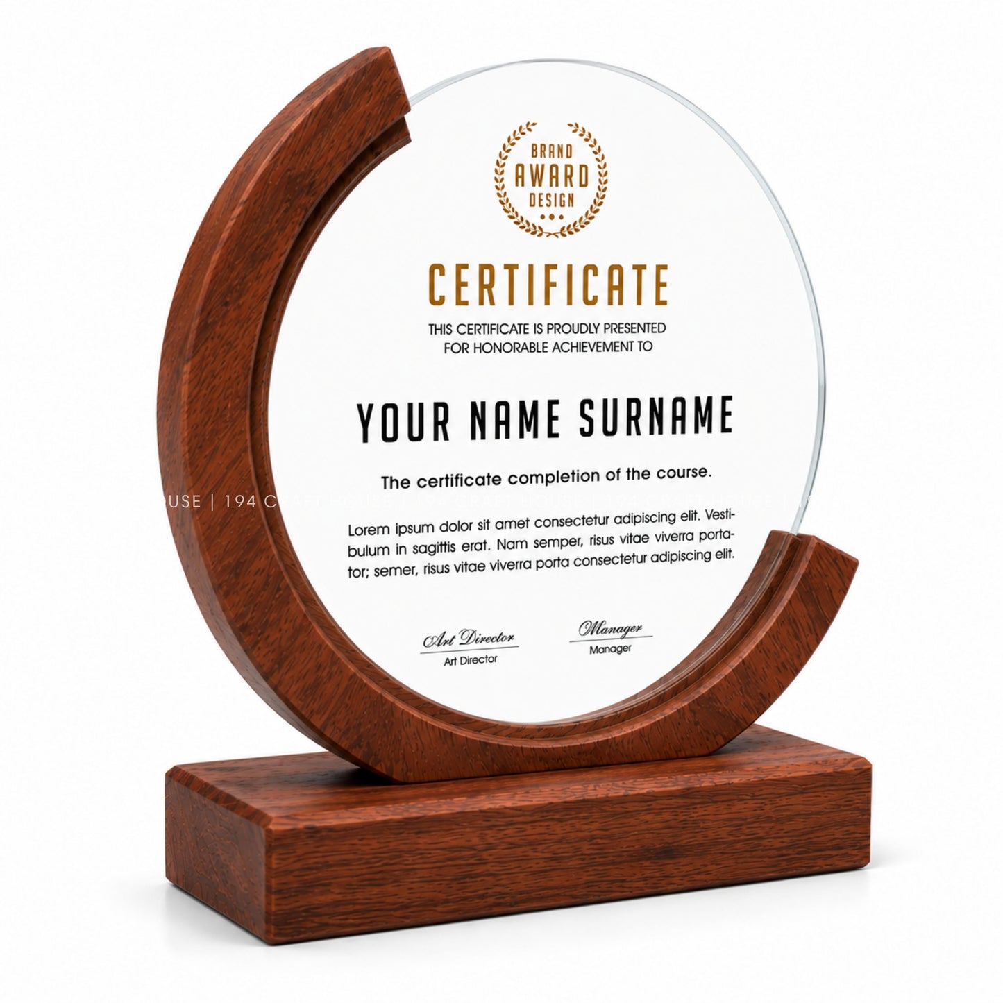 Custom Round Crystal Glass Trophy with Wood Base: Awards Plaques Personalized Corporate Gifts for Employees, Clients, Event Gifts, Appreciation Gifts, Recognition Gifts