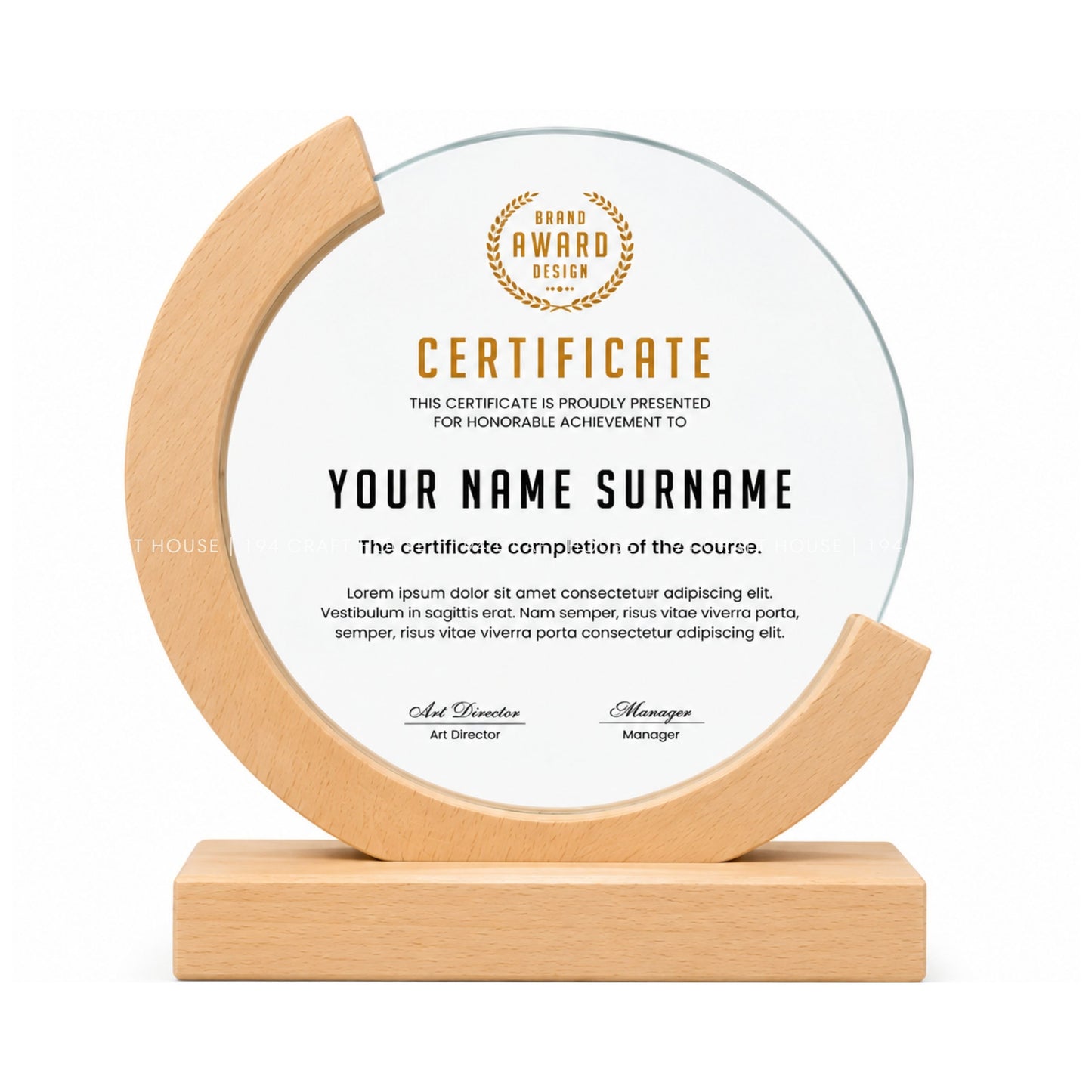 Custom Round Crystal Glass Trophy with Wood Base: Awards Plaques Personalized Corporate Gifts for Employees, Clients, Event Gifts, Appreciation Gifts, Recognition Gifts