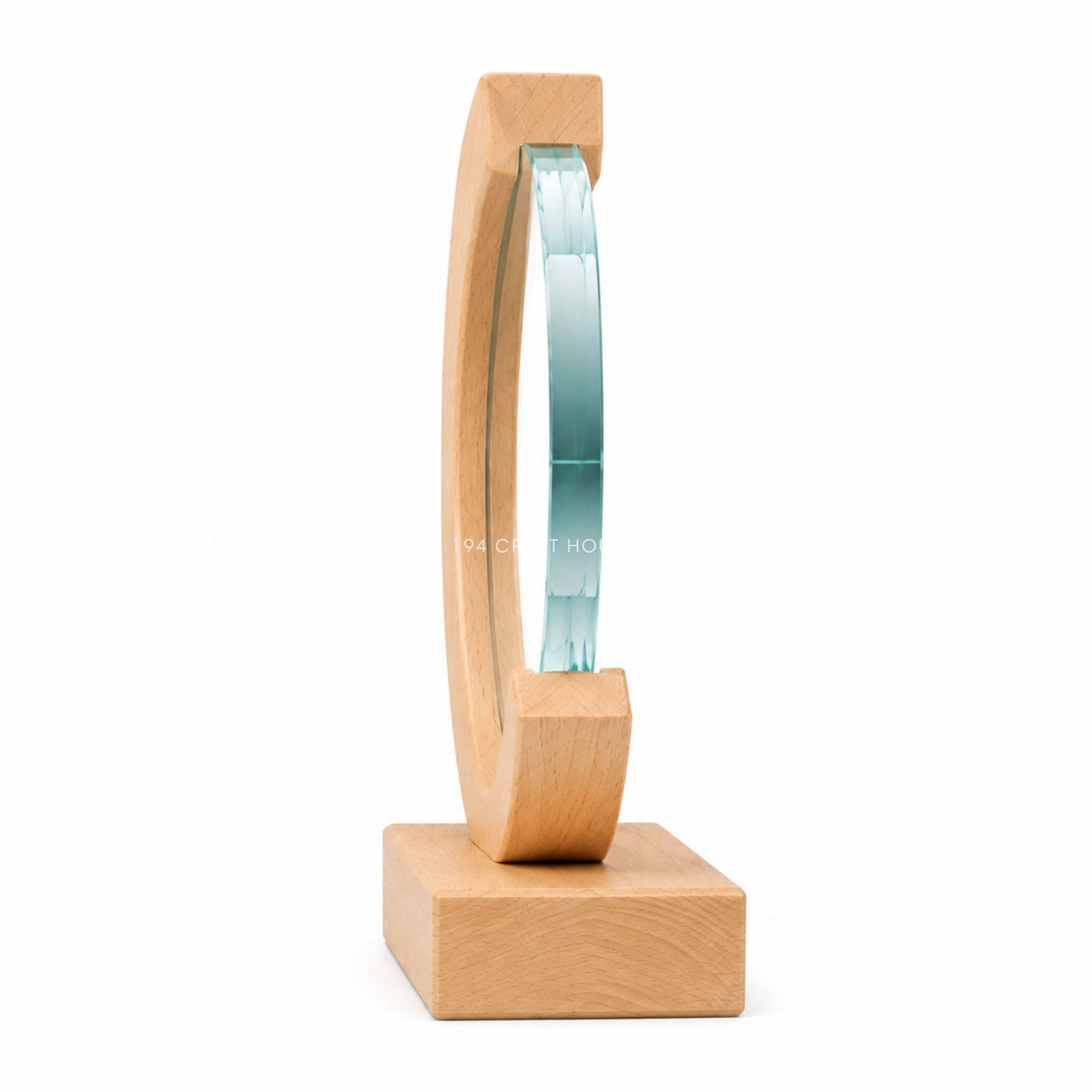 Custom Round Crystal Glass Trophy with Wood Base: Awards Plaques Personalized Corporate Gifts for Employees, Clients, Event Gifts, Appreciation Gifts, Recognition Gifts