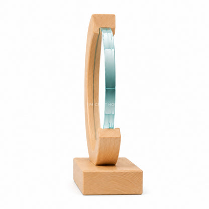Custom Round Crystal Glass Trophy with Wood Base: Awards Plaques Personalized Corporate Gifts for Employees, Clients, Event Gifts, Appreciation Gifts, Recognition Gifts