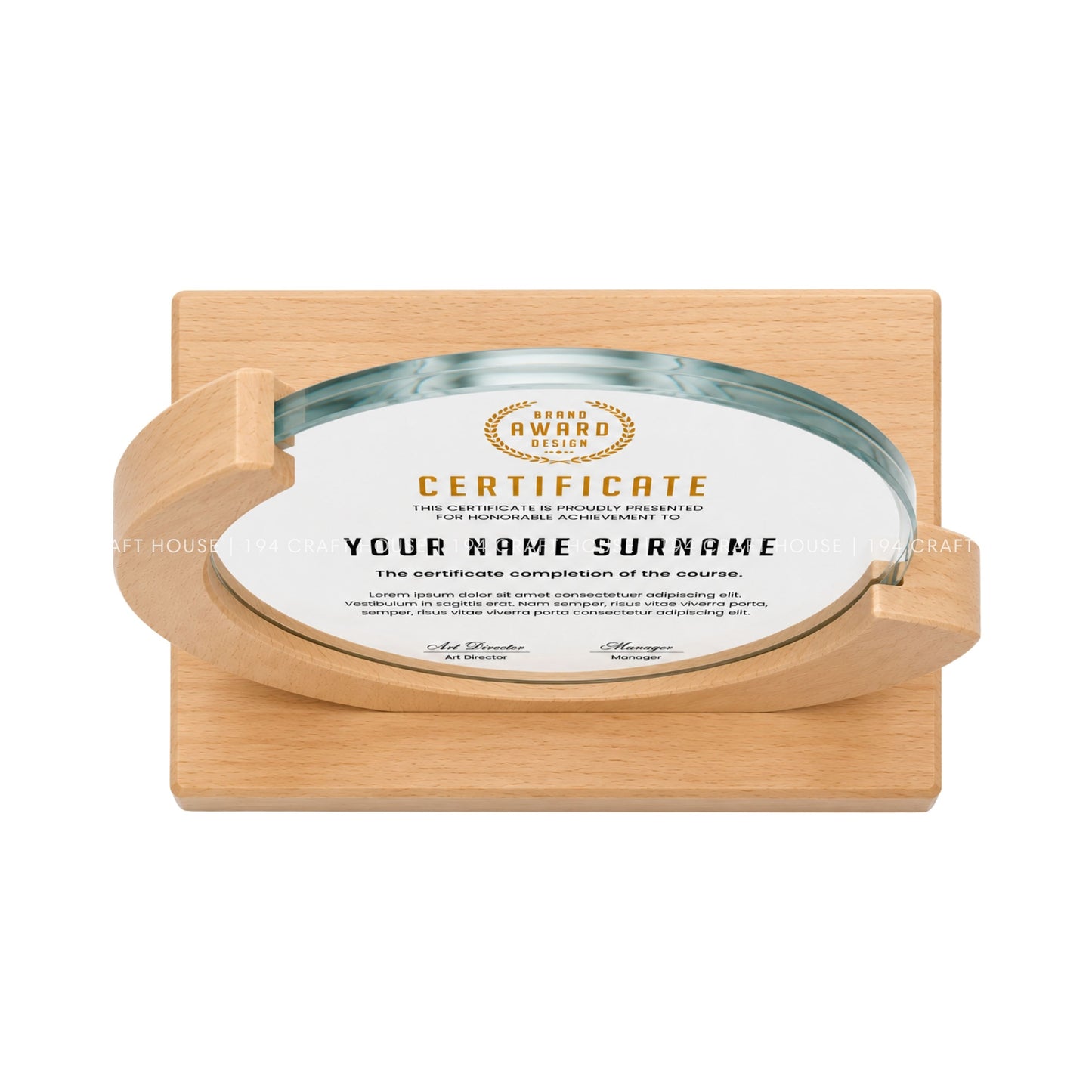 Custom Round Crystal Glass Trophy with Wood Base: Awards Plaques Personalized Corporate Gifts for Employees, Clients, Event Gifts, Appreciation Gifts, Recognition Gifts