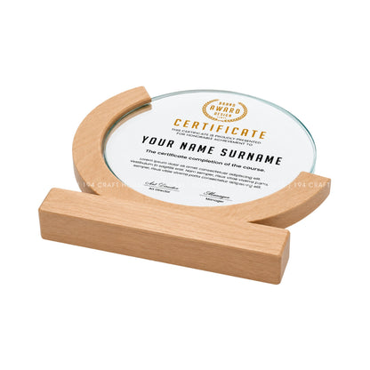 Custom Round Crystal Glass Trophy with Wood Base: Awards Plaques Personalized Corporate Gifts for Employees, Clients, Event Gifts, Appreciation Gifts, Recognition Gifts