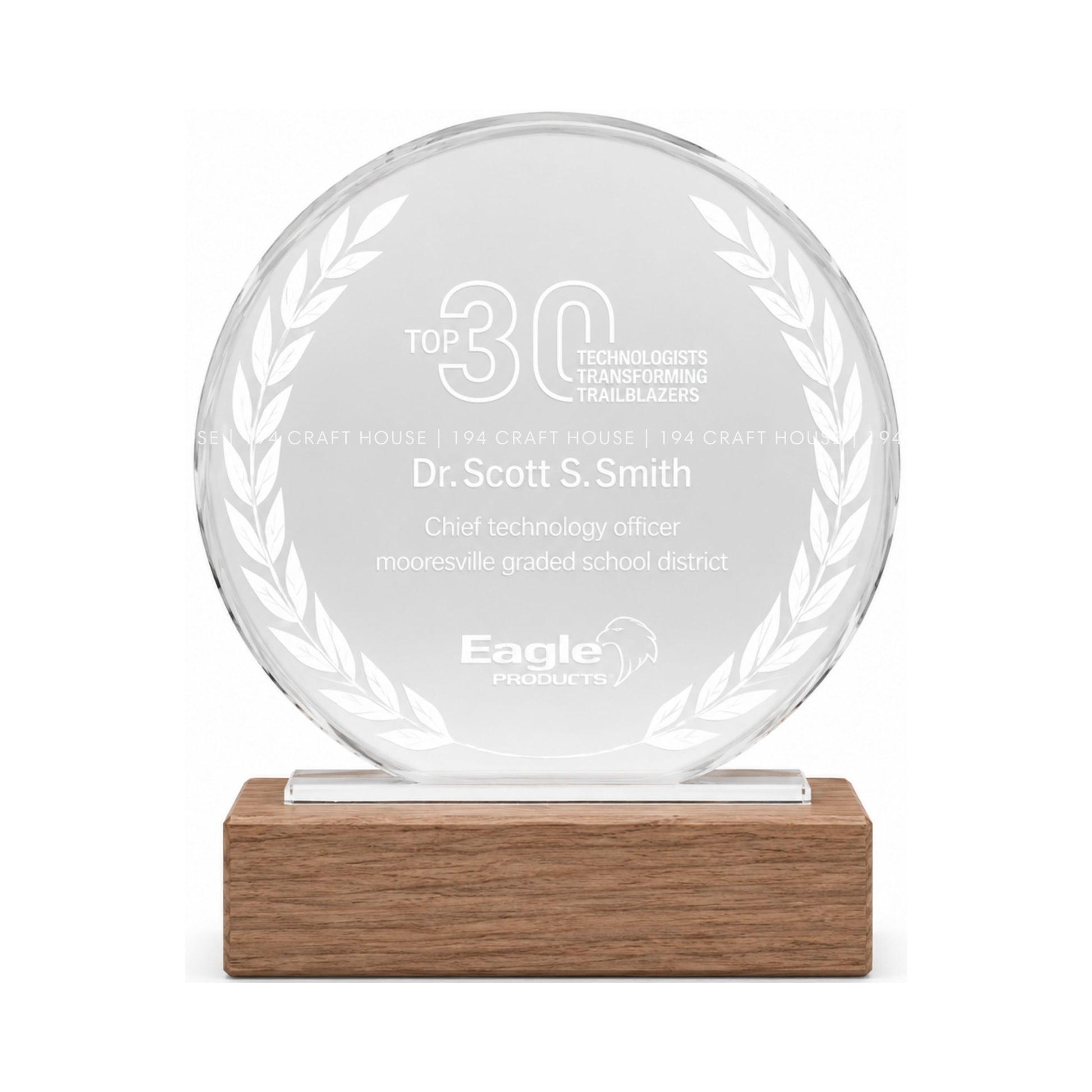 Personalized Crystal Award with Wooden Base: Custom Plaques, Awards and Trophies Corporate Gift for Clients, Employee Recognition Gift, Appreciation Gifts, Company Anniversary Gifts, Achievement Award.