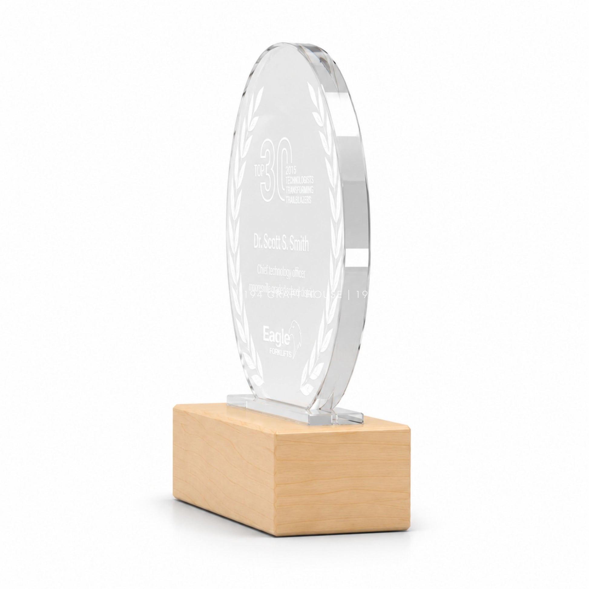 Personalized Crystal Award with Wooden Base: Custom Plaques, Awards and Trophies Corporate Gift for Clients, Employee Recognition Gift, Appreciation Gifts, Company Anniversary Gifts, Achievement Award.