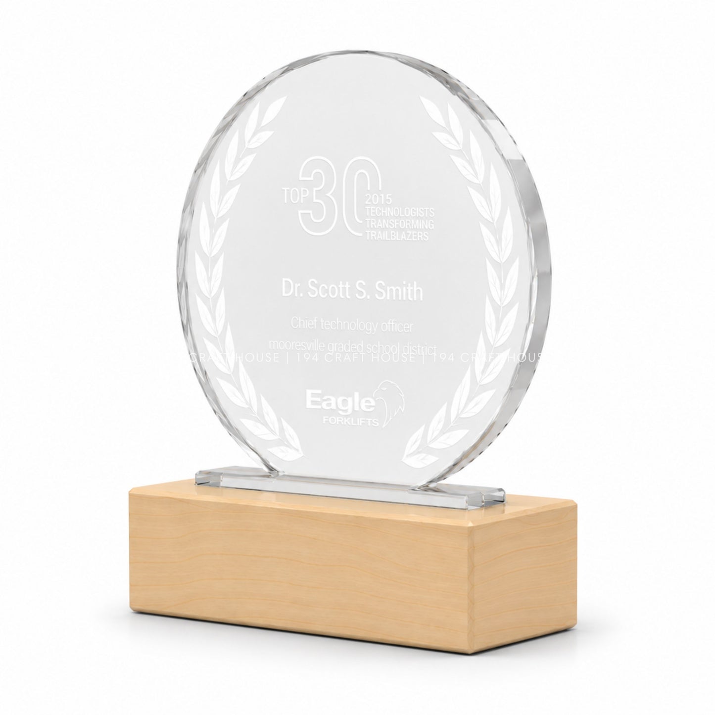 Personalized Crystal Award with Wooden Base: Custom Plaques, Awards and Trophies Corporate Gift for Clients, Employee Recognition Gift, Appreciation Gifts, Company Anniversary Gifts, Achievement Award.