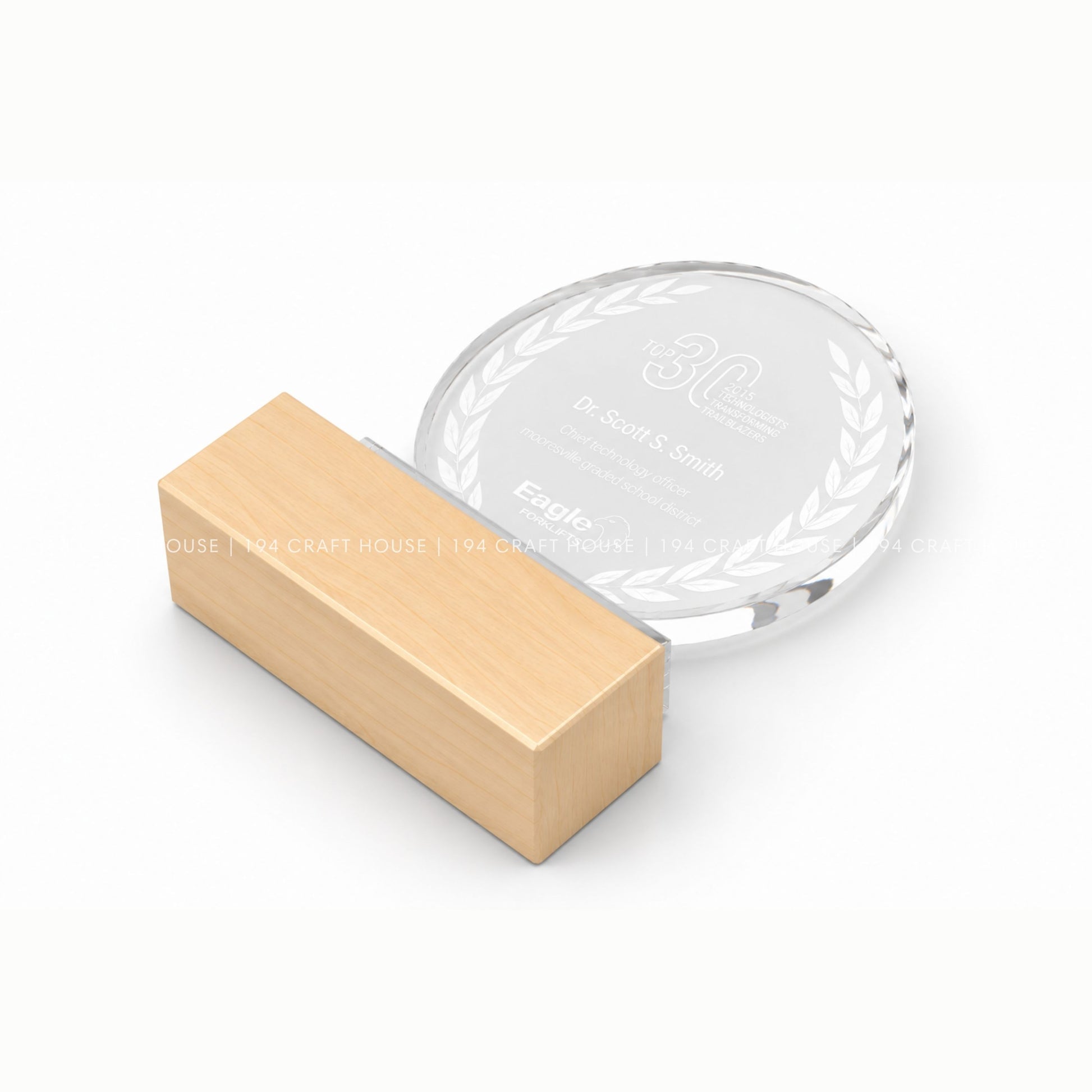 Personalized Crystal Award with Wooden Base: Custom Plaques, Awards and Trophies Corporate Gift for Clients, Employee Recognition Gift, Appreciation Gifts, Company Anniversary Gifts, Achievement Award.