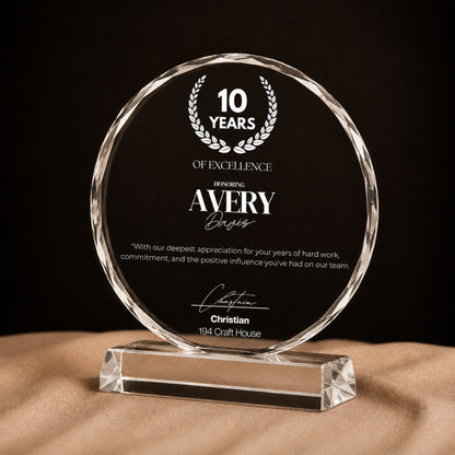 Personalized  Crystal Trophy Award With Gift Box: Custom Corporate Award Plaques & Trophies, Employee Recognition Award, Employee Appreciation Gifts, Sales Achievement Awards, Retirement Award Gifts, Graduation Award Gifts, Company Anniversary Awards, Leadership Awards, Years of Service Awards, Corporate Gifts