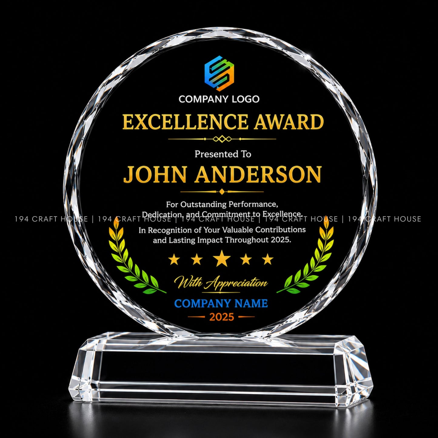 Custom Crystal Award Plaque: Personalized Corporate Gifts Recognition and Milestone Achievements for Employee Recognition Gifts, Clients Appreciation Gifts, Retirement Gifts, Company Anniversary Gifts