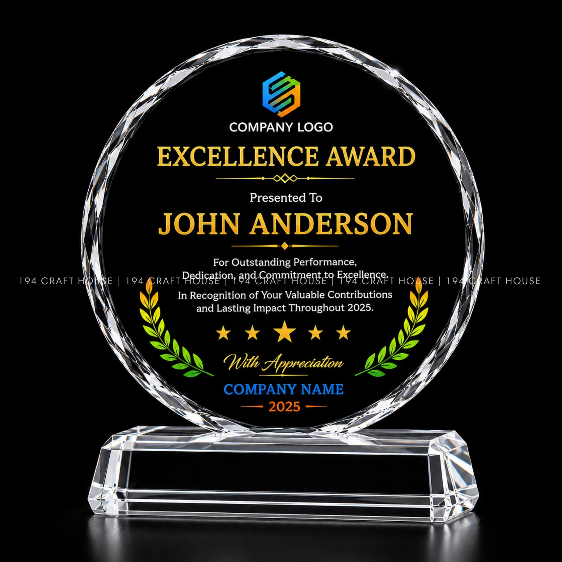 Custom Crystal Award Plaque: Personalized Corporate Gifts Recognition and Milestone Achievements for Employee Recognition Gifts, Clients Appreciation Gifts, Retirement Gifts, Company Anniversary Gifts