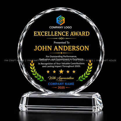 Custom Crystal Award Plaque: Personalized Corporate Gifts Recognition and Milestone Achievements for Employee Recognition Gifts, Clients Appreciation Gifts, Retirement Gifts, Company Anniversary Gifts