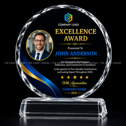 Custom Crystal Award Plaque: Personalized Corporate Gifts Recognition and Milestone Achievements for Employee Recognition Gifts, Clients Appreciation Gifts, Retirement Gifts, Company Anniversary Gifts