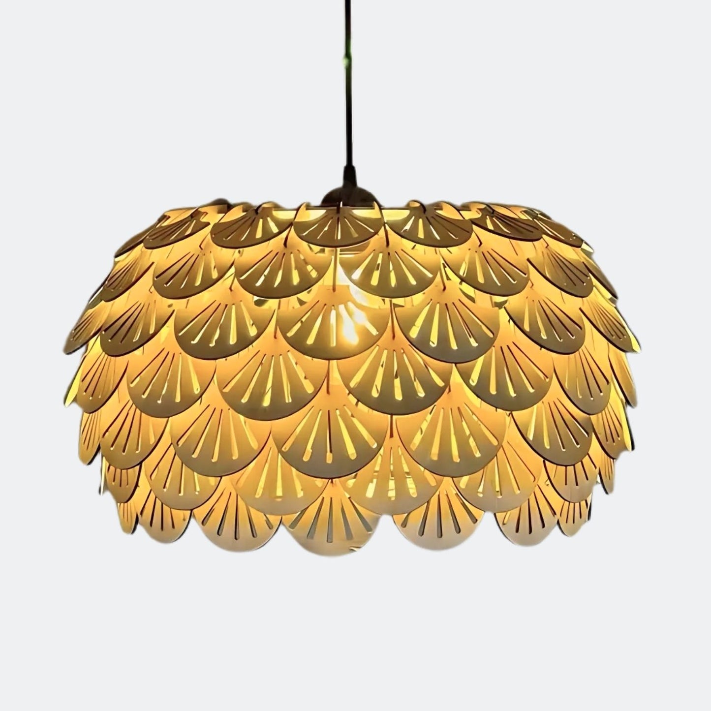 Wooden Pendant Light Fan Scallop Lamp Shade