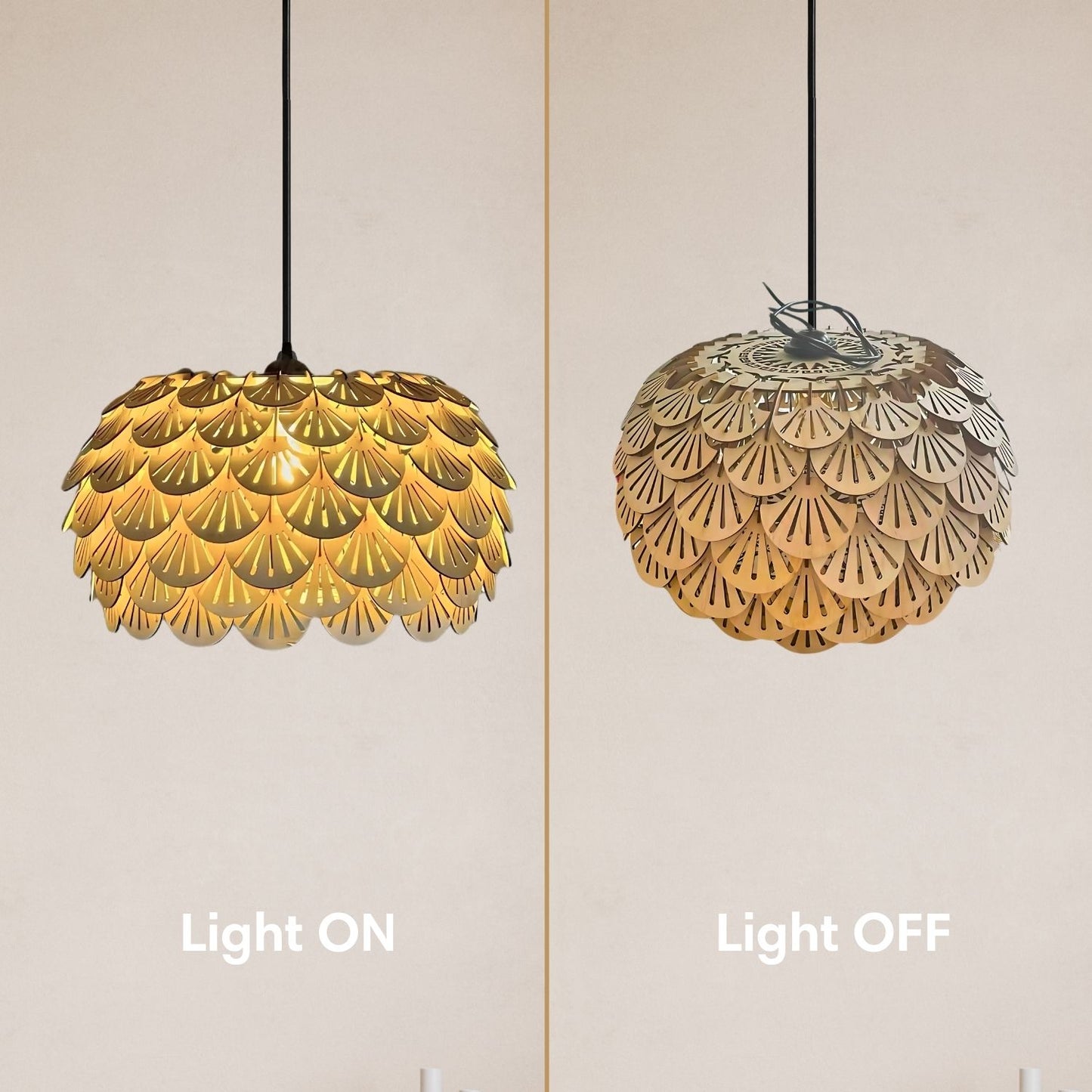 Wooden Pendant Light Fan Scallop Lamp Shade