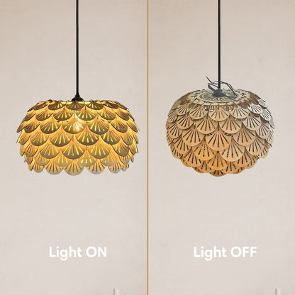 Wooden Pendant Light Fan Scallop Lamp Shade