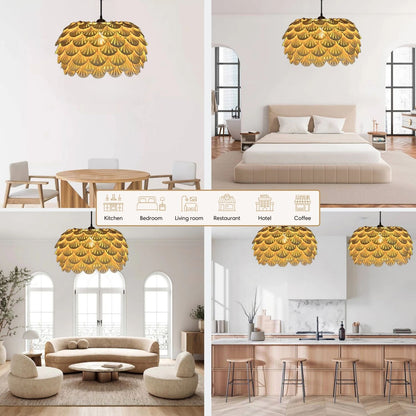 Wooden Pendant Light Fan Scallop Lamp Shade