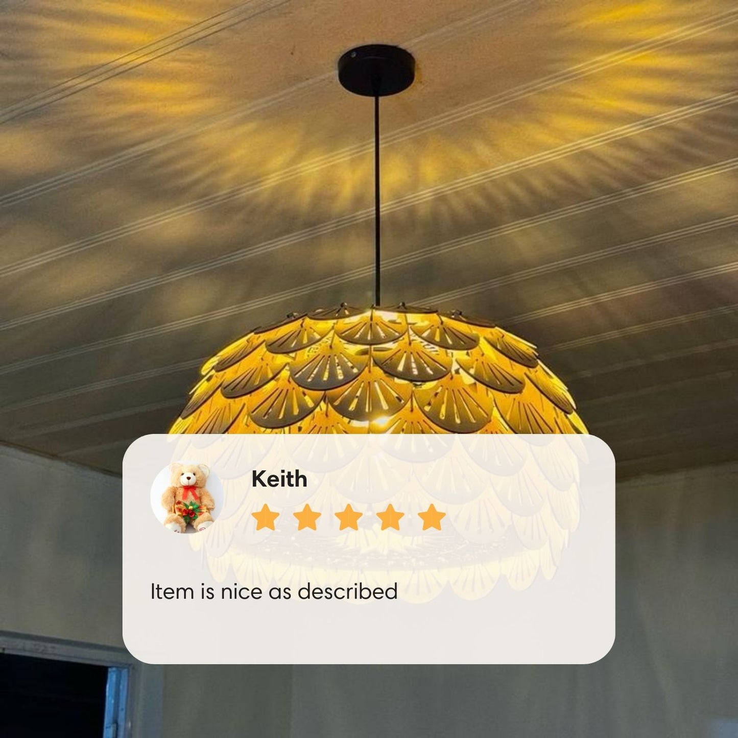 Wooden Pendant Light Fan Scallop Lamp Shade