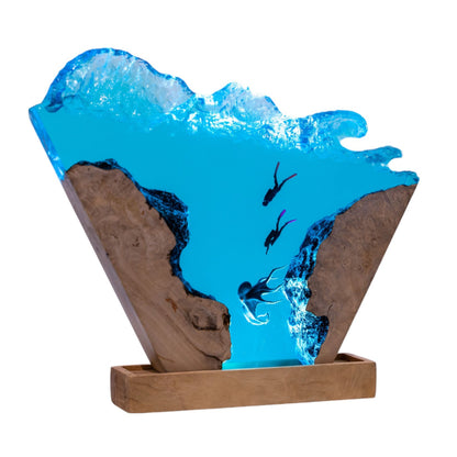 Octopus and Scuba Diver Ocean Resin Night Light: Resin Lamp Streamer & Playroom Decor, Personalized Gift