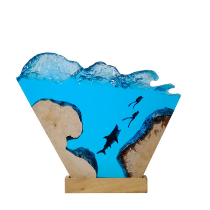 Shark Ocean Resin Night Light: Resin Lamp Streamer & Playroom Decor, Personalized Gift